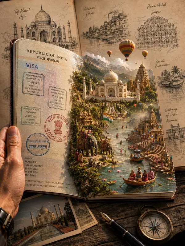 An ultra-realistic travel journal pop-up book, viewed from a top-down 45-degree… — GPT Image 2 prompt by @RizwanAly07