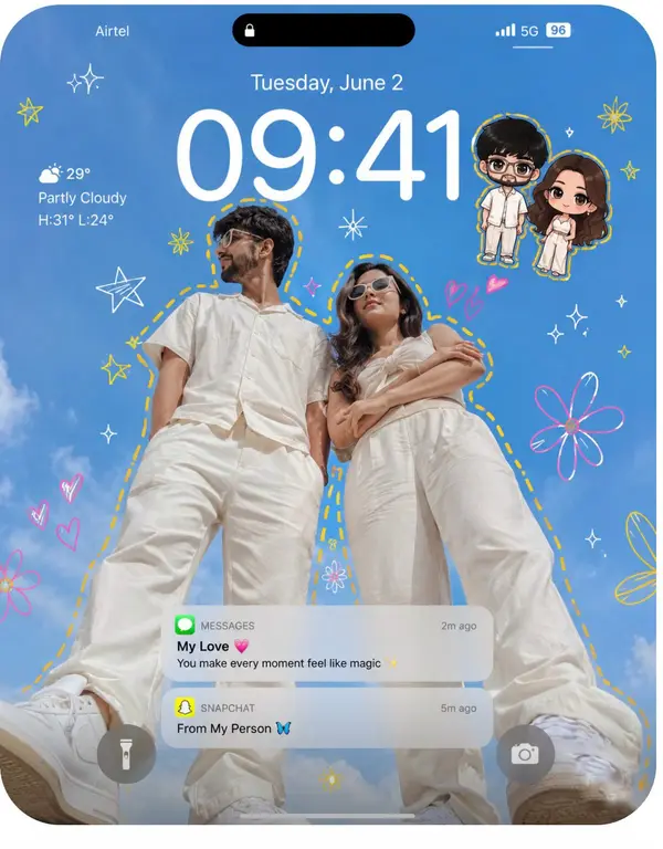 Create an ultra-realistic iPhone lockscreen wallpaper. Transform the couple… — GPT Image 2 prompt by @im_shahid7