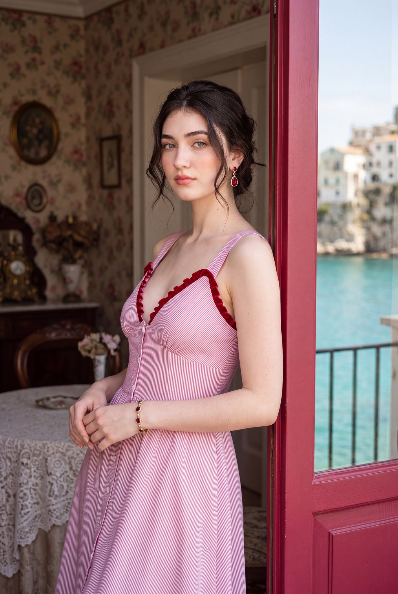 Photorealistic romantic European travel editorial portrait of a beautiful young… — AI-generated image by @ZaraIrahh using Nano Banana Pro
