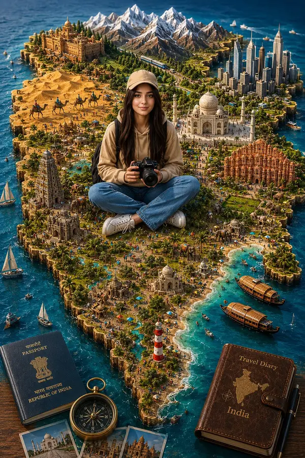 A highly detailed 3D miniature travel diorama of India shaped as a realistic… — GPT Image 2 prompt by @AiwithLariab