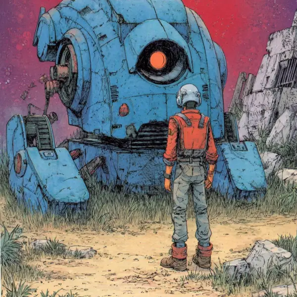 --sref 1931433910 Aesthetic: Moebius-inspired sci-fi worlds blended with the… — Midjourney prompt by @Artedeingenio