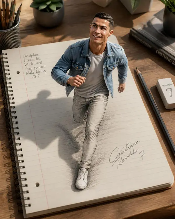 A creative 3D illusion artwork of a handsome young man stepping out of a spiral… — GPT Image 2 prompt by @RizwanAly07