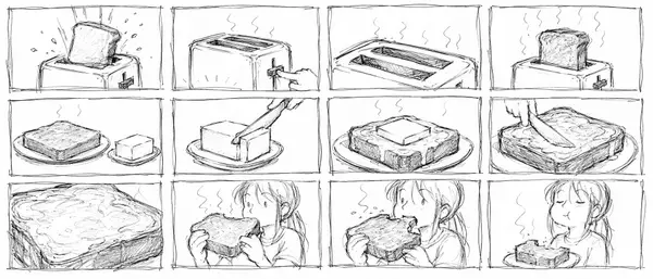 An extremely rough, messy, dirty pencil storyboard sheet. Scribbled thumbnail… — GPT Image 2 prompt by @Strength04_X