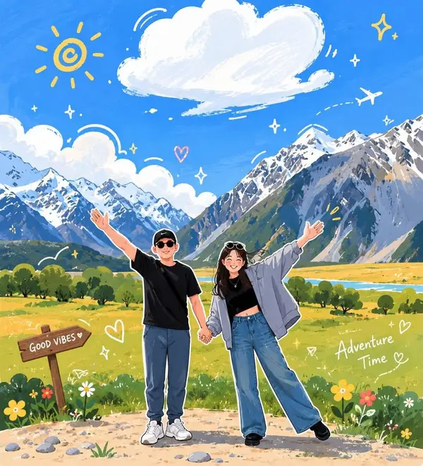 Transform the uploaded travel photo into a charming hand-drawn anime… — Nano Banana Pro prompt by @Taaruk_