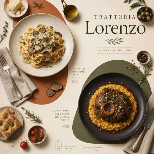 A minimalistic advertising poster about food in a modern Italian style with… — GPT Image 2 prompt by @im_shahid7