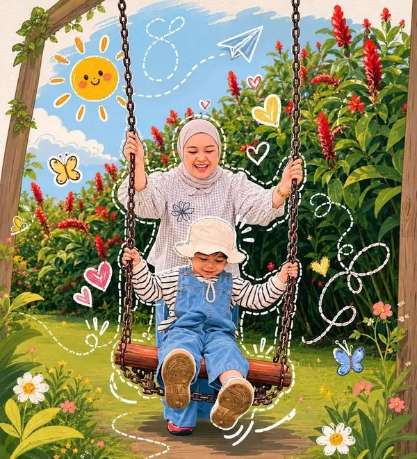 Transform the uploaded photo into a heartwarming whimsical storybook… — GPT Image 2 prompt by @Taaruk_