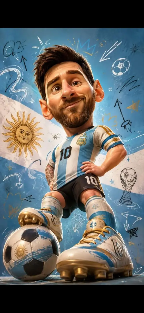 Full body caricature of a famous male football player with oversized head,… — GPT Image 2 prompt by @kingofdairyque
