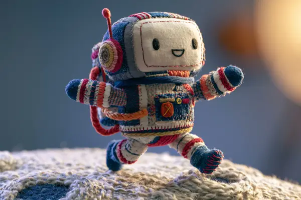 A stop-motion animation style scene featuring a whimsical fabric sculpture of a… — AI Model prompt by @azed_ai
