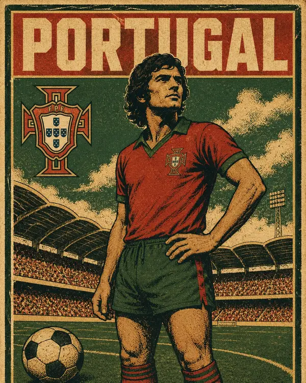 A vintage-style screen-printed national football poster in a retro propaganda /… — GPT Image 2 prompt by @Goodmanprotocol
