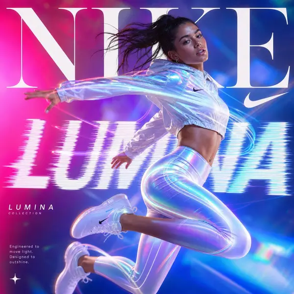 dynamic fashion advertisement for Nike showing a hyper-realistic model… — AI Model prompt by @im_shahid7