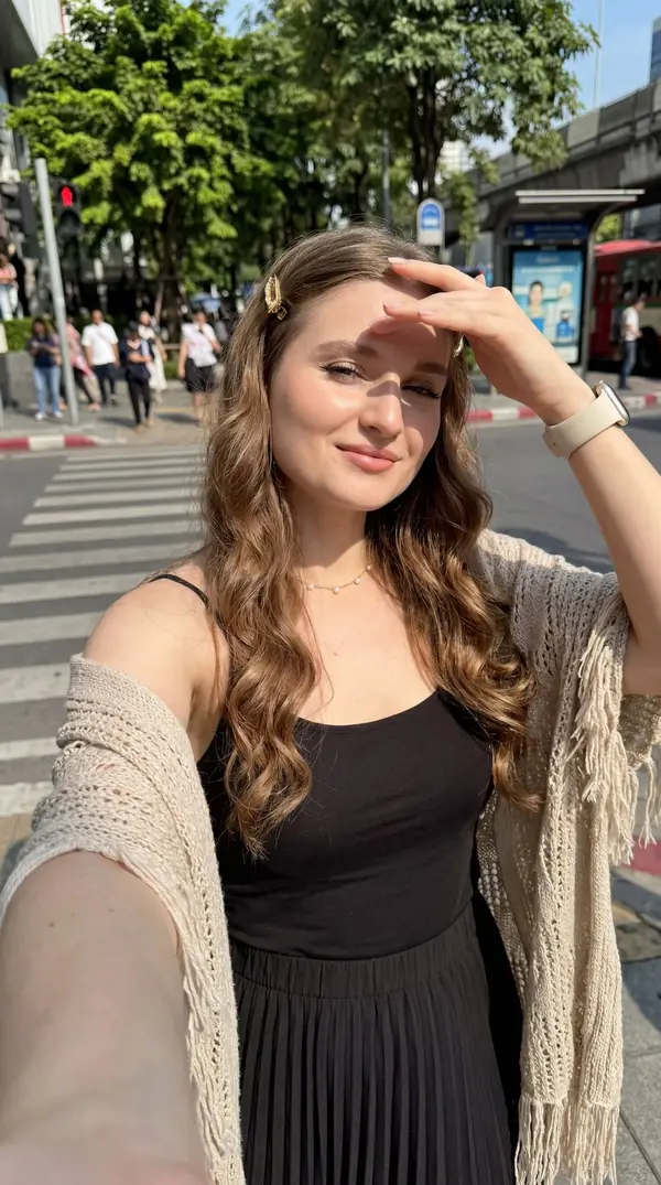 Hyper-realistic 8K close self-shot, young European woman, slightly low angle,… — Nano Banana Pro prompt by @Stonic_AI