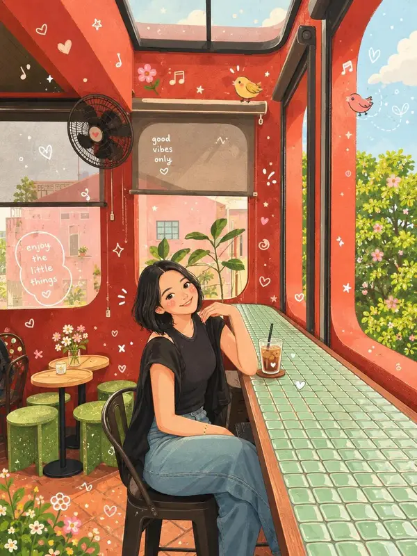 Transform the uploaded photo into a cozy whimsical storybook illustration with… — Nano Banana Pro prompt by @Taaruk_