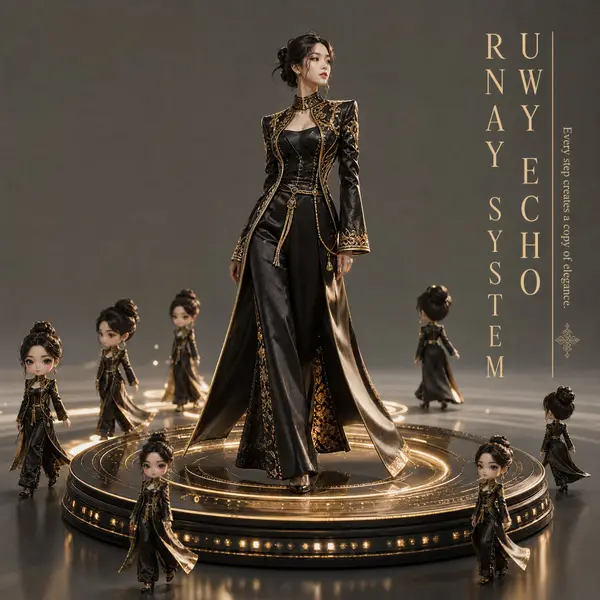 Hyper-realistic luxury 3D fashion diorama poster. A stylish female model in a… — GPT Image 2 prompt by @Mind_Boticni