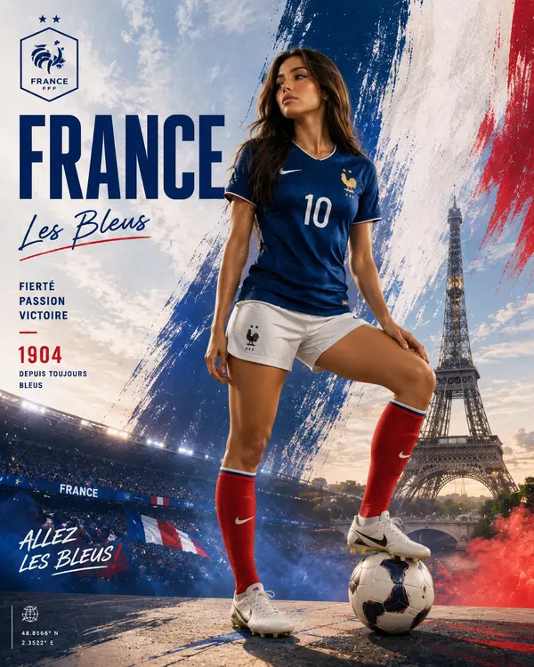 Create a premium FIFA World Cup-style sports poster featuring a stunning young… — GPT Image 2 prompt by @AIwithkhan