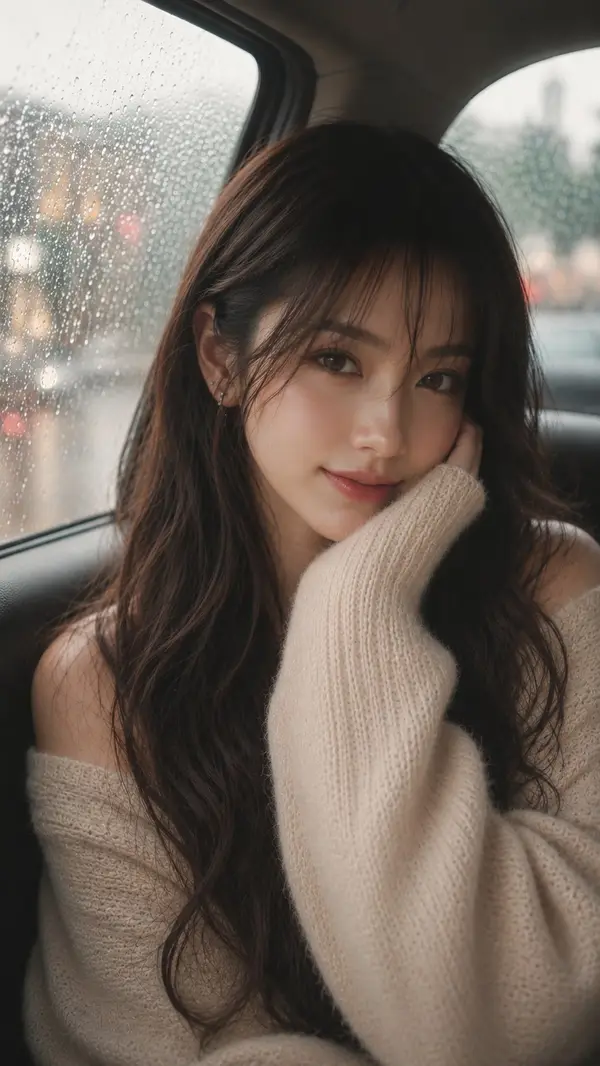Ultra-realistic cinematic portrait of a beautiful young woman sitting inside a… — AI Model prompt by @MissDelulu9