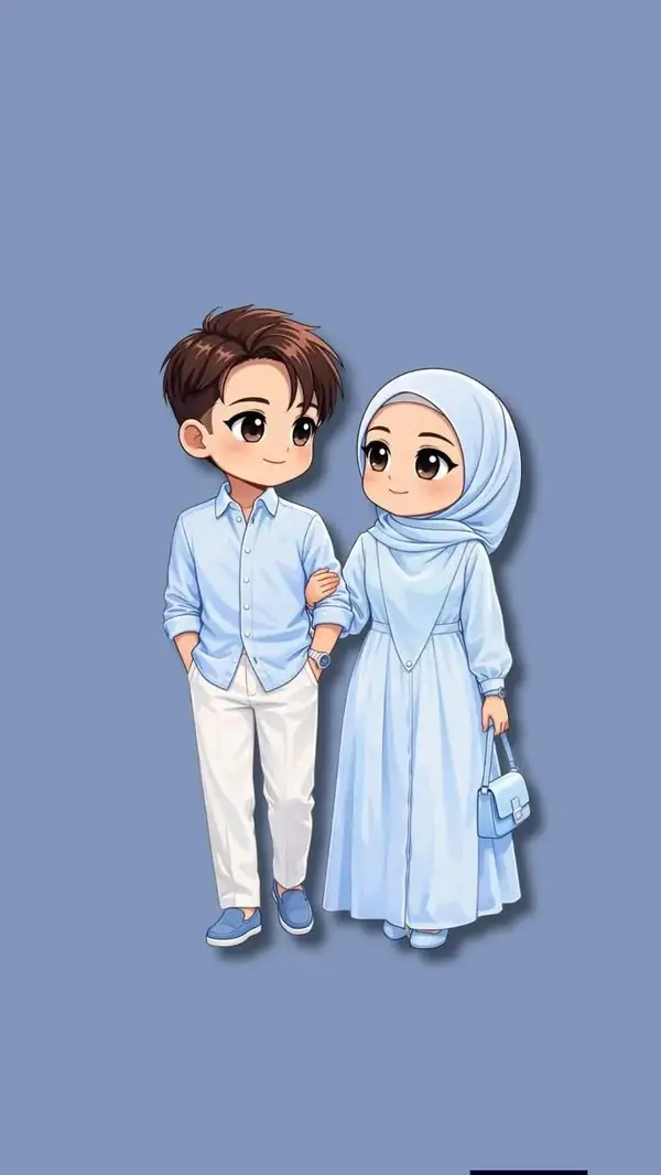 Adorable minimalist chibi Muslim couple, cute kawaii anime illustration,… — GPT Image 2 prompt by @Taaruk_