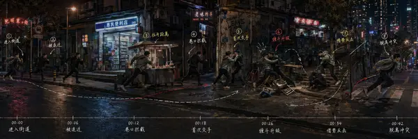 生成一张【超宽短剧场景故事看板】，单张完整图片，横版 3:1，不要拼图，不要多宫格，不要分栏。 主题：【填写场景，例如街头追逐对战 / 酒店长廊伏击 /… — GPT Image 2 prompt by @MrLarus