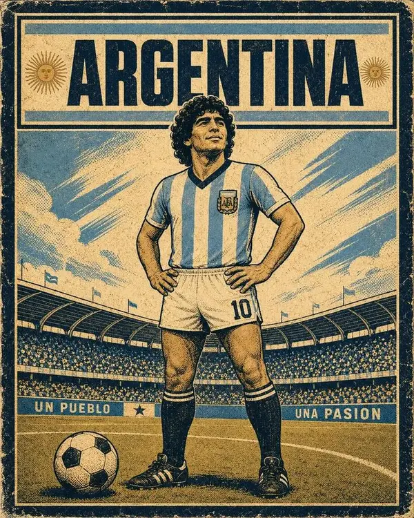 A vintage-style screen-printed national football poster in a retro propaganda /… — GPT Image 2 prompt by @SimplyAnnisa