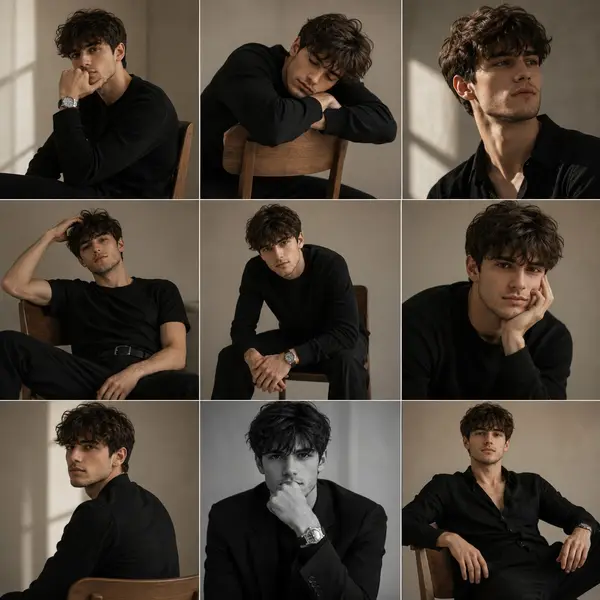 A premium fashion editorial portrait series featuring a stylish young man… — GPT Image 2 prompt by @harboriis