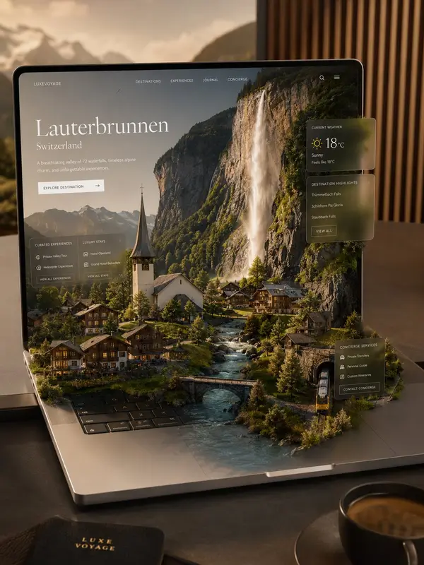 Ultra-premium travel platform visualized as a miniature world emerging… — AI Model prompt by @RizwanAly07