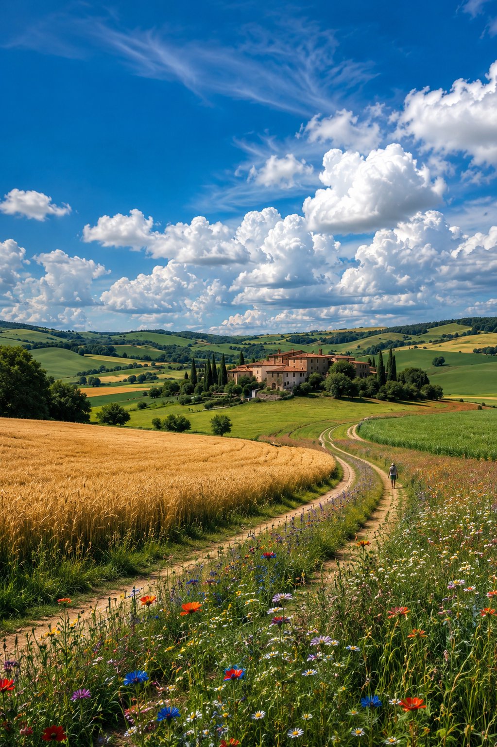 Ultra-realistic countryside landscape photography of a charming European… — AI-generated image by @oju689 using AI Model