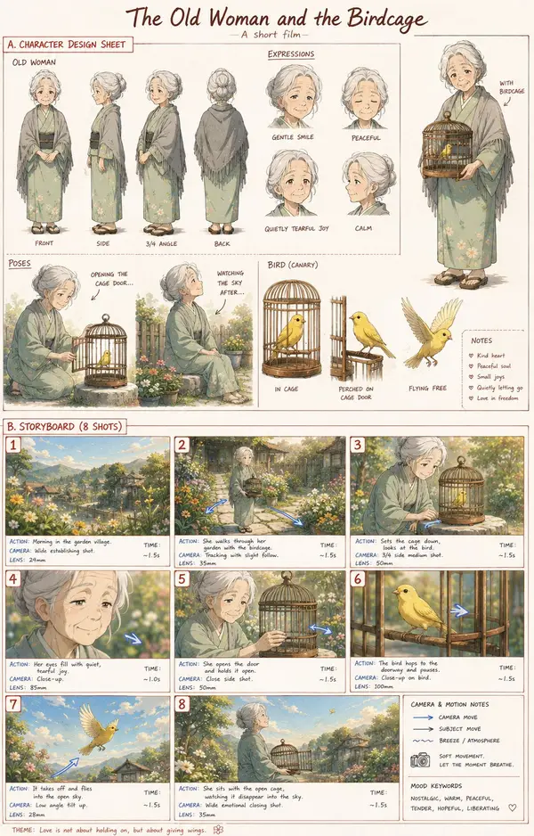 The Old Woman and the Birdcage 🕊️ GPT image 2 & Seedance 2.0 on @dreamina_ai… — GPT Image 2 prompt by @Strength04_X