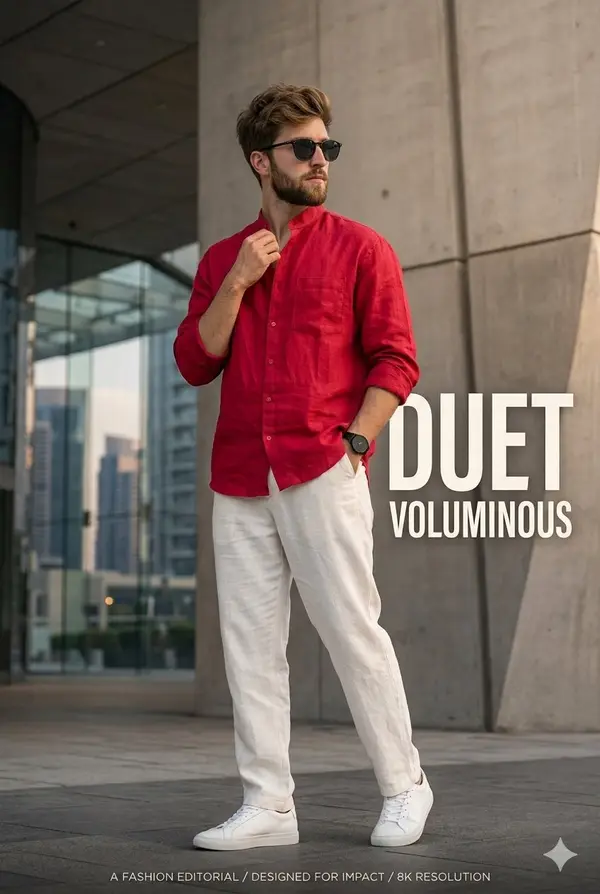 Create an ultra-realistic 8K fashion poster of @ Duet stylish young South Asian… — Nano Banana 2 prompt by @Sheldon056