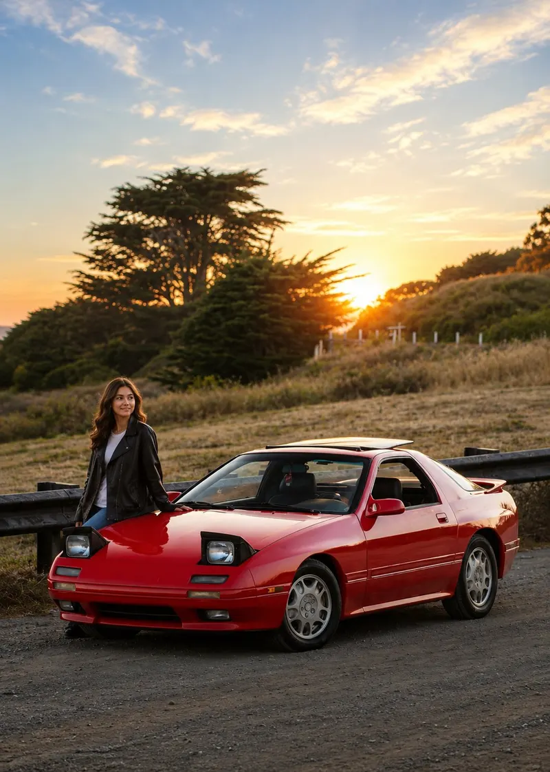 Ultra-realistic automotive lifestyle photography of a beautiful young woman… — AI Model prompt by @oju689