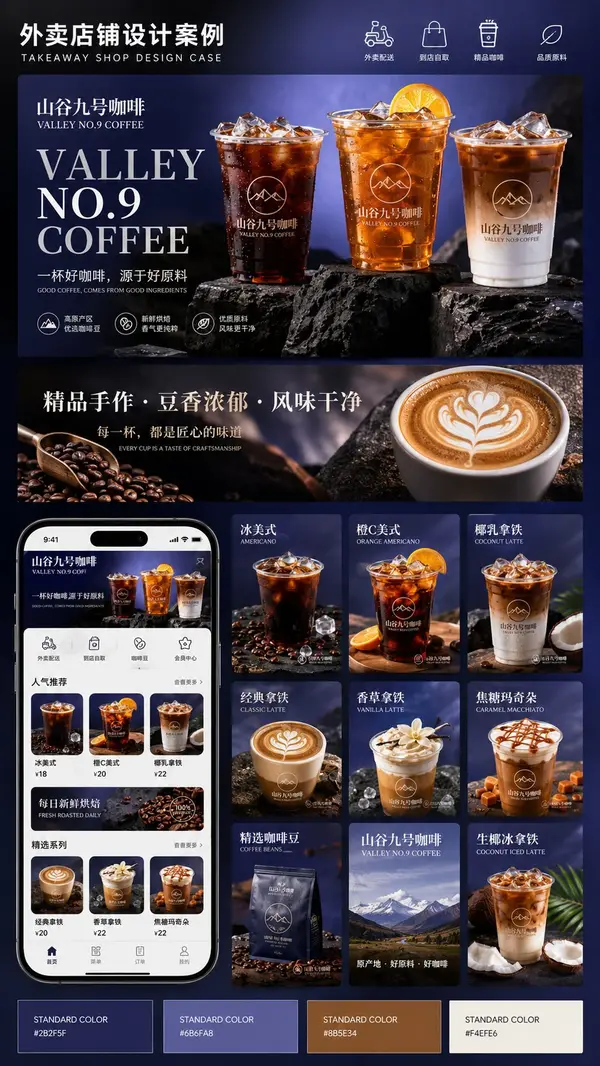 店铺品类：【如：精品咖啡 / 西式简餐 / 三明治轻食 / 烘焙甜品 / 中式小吃】 品牌名：【填写虚构品牌名】 英文名：【可选】 主打产品：【填写 3-6… — AI Model prompt by @MrLarus