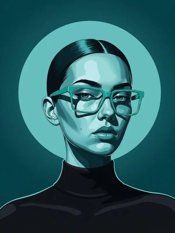A bold modern vector portrait of a stylish woman wearing oversized geometric… — GPT Image 2 prompt by @Taaruk_