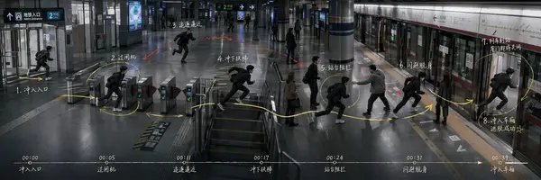 参考图仅用于场景调度和动作路线参考，最终视频中不要出现任何箭头、数字、文字、圈线、时间线或手绘标记，画面必须是干净的电影镜头。… — Seedance prompt by @MrLarus