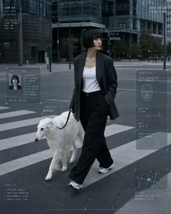 Cyber core editorial photography of [HUMAN] wearing [CLOTHING], walking through… — GPT Image 2 prompt by @Kashberg_0