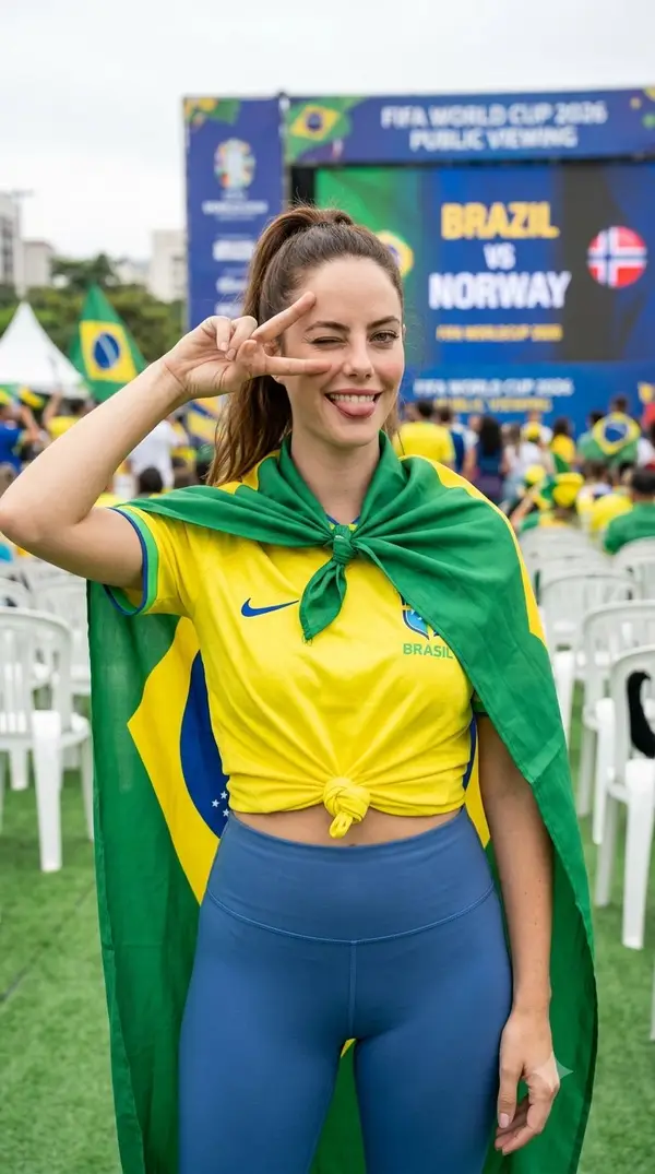 Ready to cheer my heart out with everyone here! 📣🔥 🇧🇷 Kaya Scodelario 🇲🇽… — Nano Banana prompt by @Giulia_4i