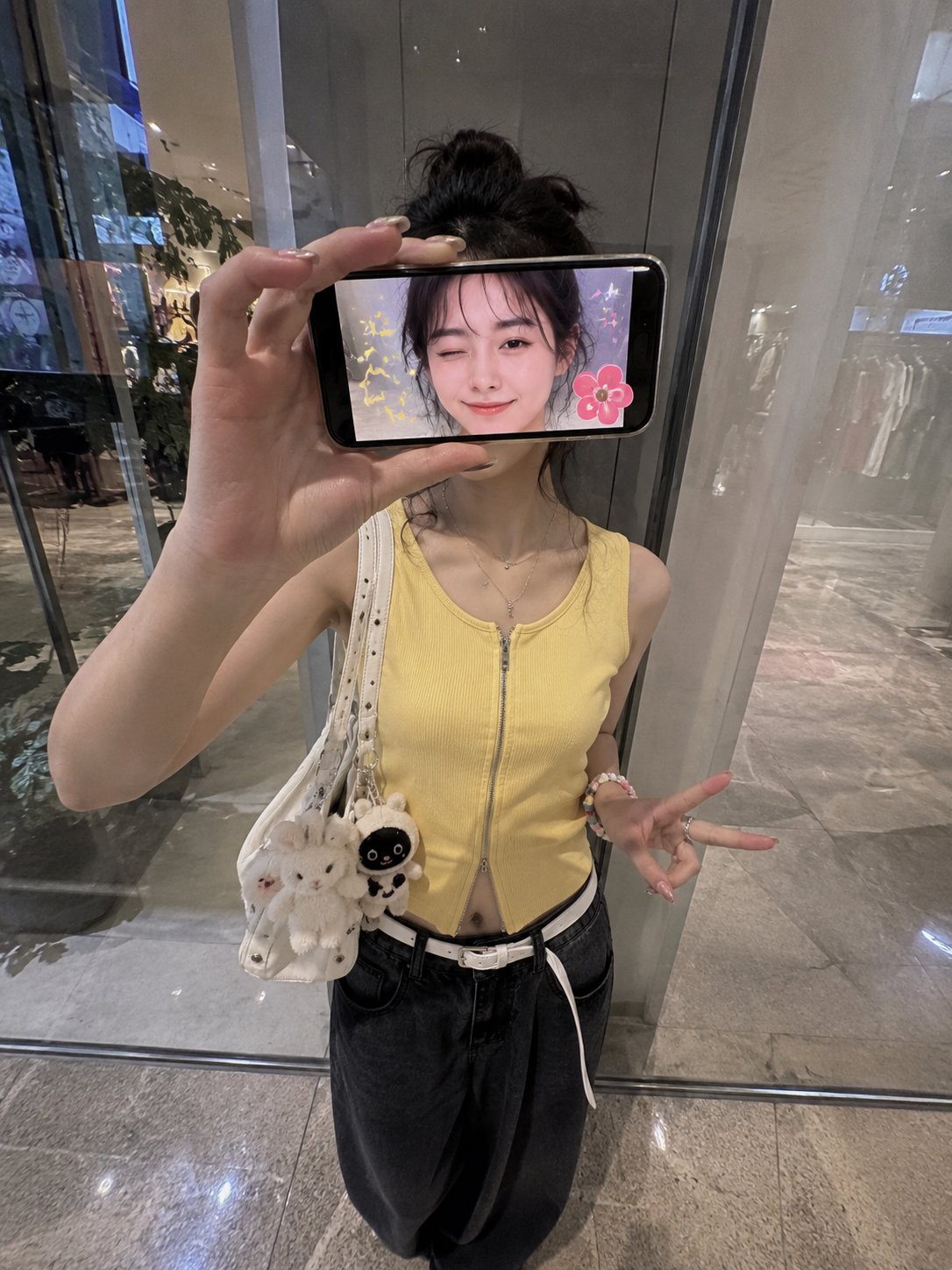 Ultra-realistic creative iPhone portrait of a stylish Japanese woman standing… — GPT Image 2 prompt by @saniaspeaks_