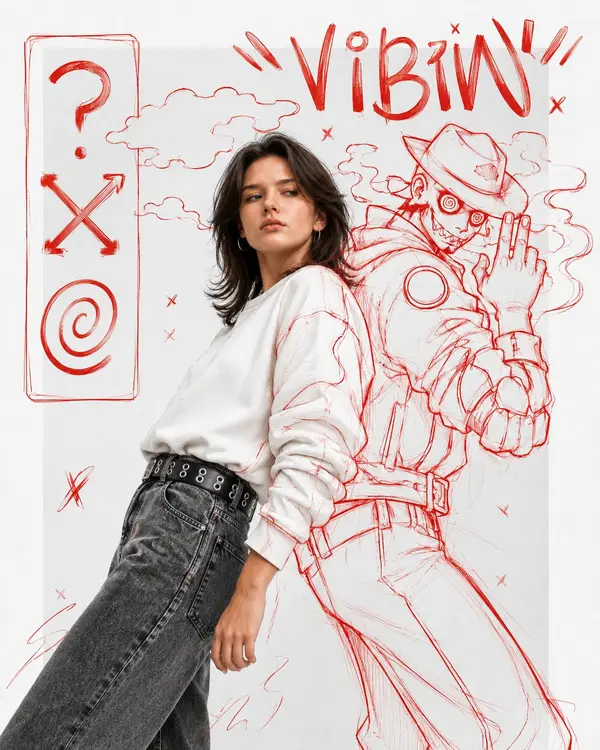 A high fashion mixed media editorial portrait that blends realistic fashion… — GPT Image 2 prompt by @harboriis