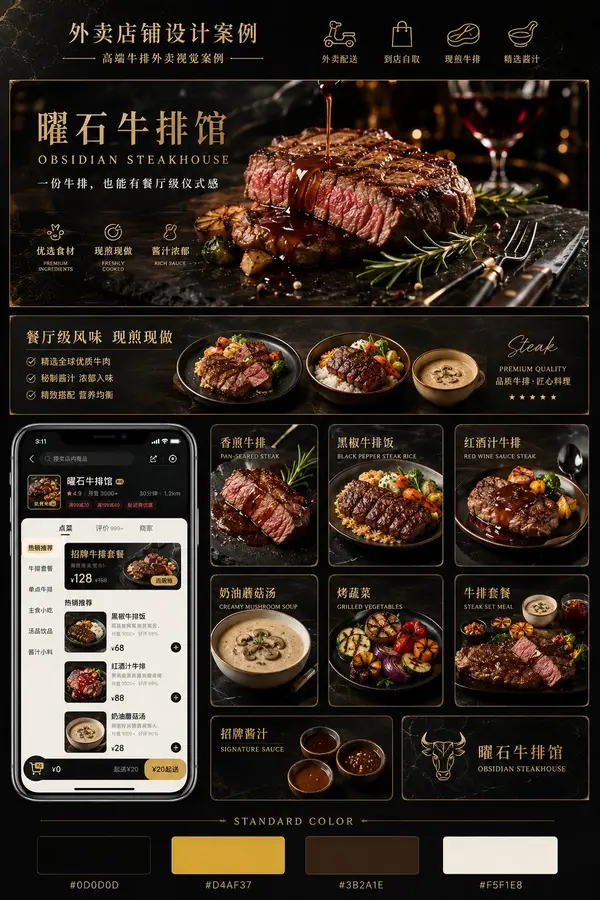 【可替换信息】 餐饮品类：【如：高端牛排馆 / 日料丼饭店 / 法式甜品店 / 精品咖啡馆 / 酒吧餐食 / 高端烧鸟店】 品牌名：【填写虚构品牌名】… — GPT Image 2 prompt by @MrLarus