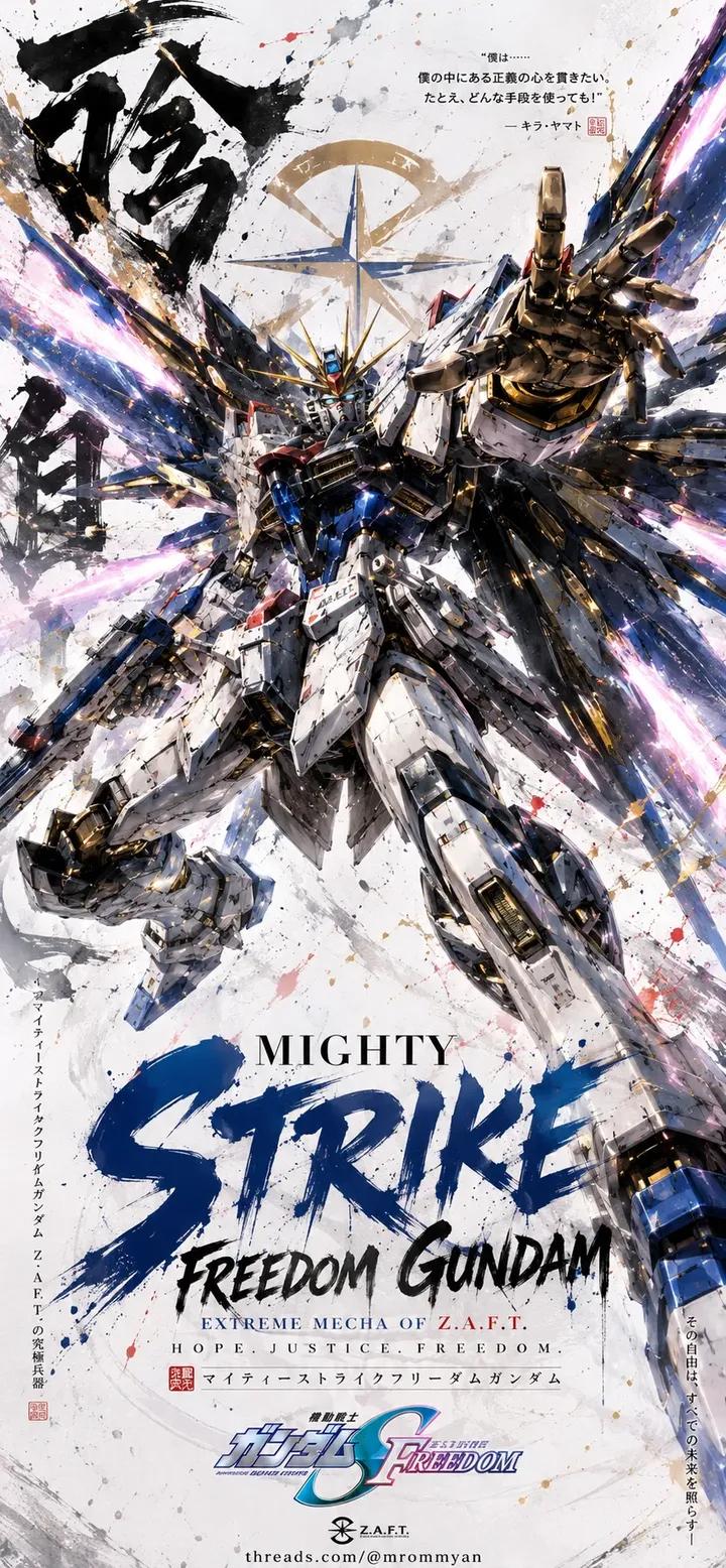 A legendary anime mecha poster featuring the [GUNDAM NAME] as the sole subject,… — GPT Image 2 prompt by @kingofdairyque