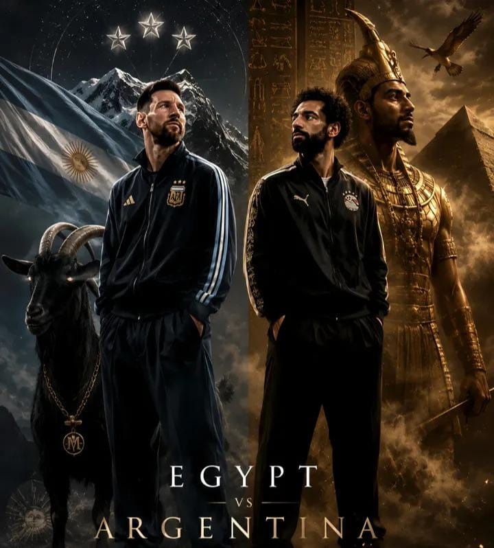 Epic cinematic split-composition poster of Lionel Messi representing Argentina… — GPT Image 2 prompt by @SimplyAnnisa