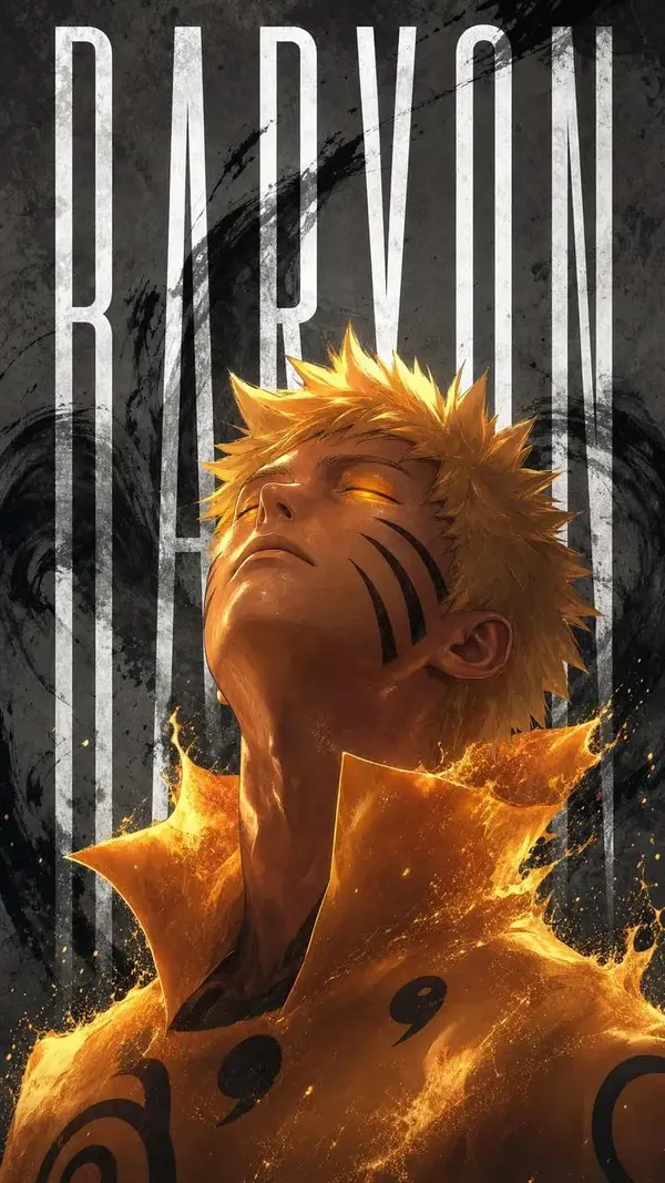 Ultra-detailed dark anime poster of Naruto Uzumaki in Baryon Mode, glowing… — GPT Image 2 prompt by @SimplyAnnisa
