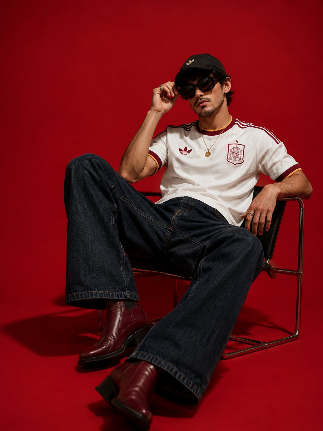 Ultra realistic high fashion editorial portrait of a stylish young man sitting… — GPT Image 2 prompt by @Shorelyn_