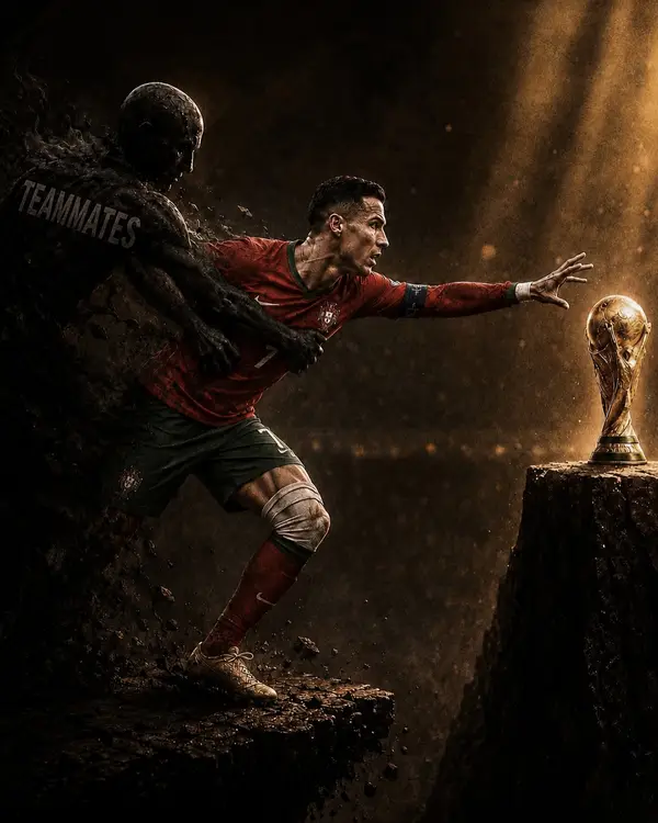 Ultra-cinematic sports key art, a legendary football captain in a red national… — GPT Image 2 prompt by @Taaruk_