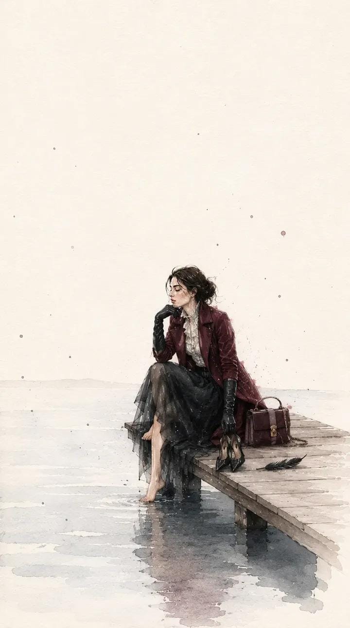 Paint a quiet fashion diary moment on handmade watercolor [CHARACTER] in a… — GPT Image 2 prompt by @SimplyAnnisa