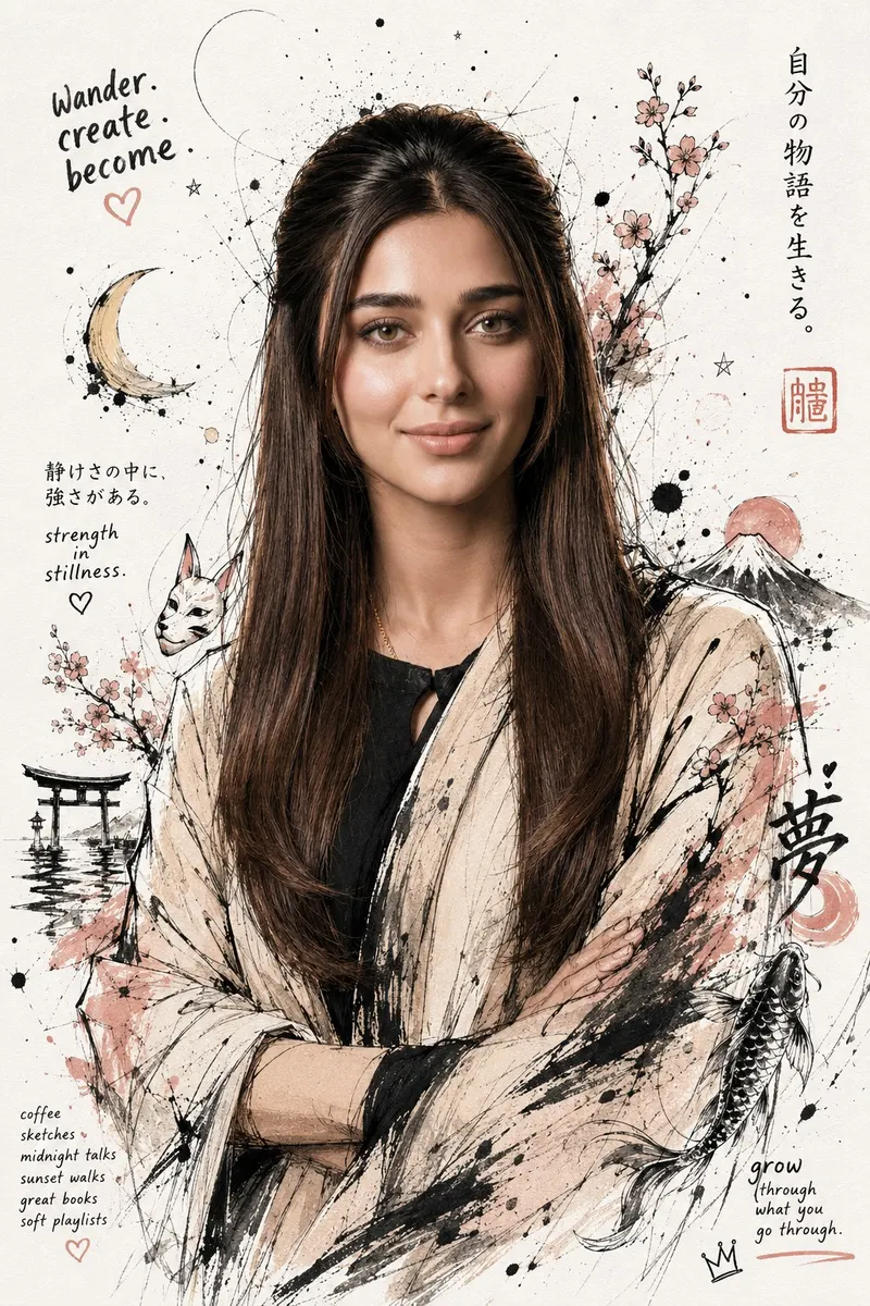Create a high-end Japanese editorial ink illustration inspired by modern manga… — GPT Image 2 prompt by @AiwithLariab