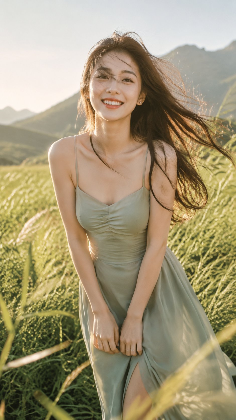 Generate a 9:16 vertical photorealistic summer breeze portrait of a beautiful… — GPT Image 2 prompt by @MrLarus