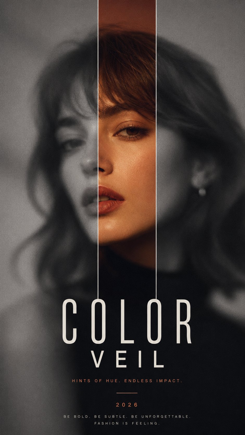 Create a 9:16 high-end color reveal editorial poster with a blurred fashion… — GPT Image 2 prompt by @MrLarus
