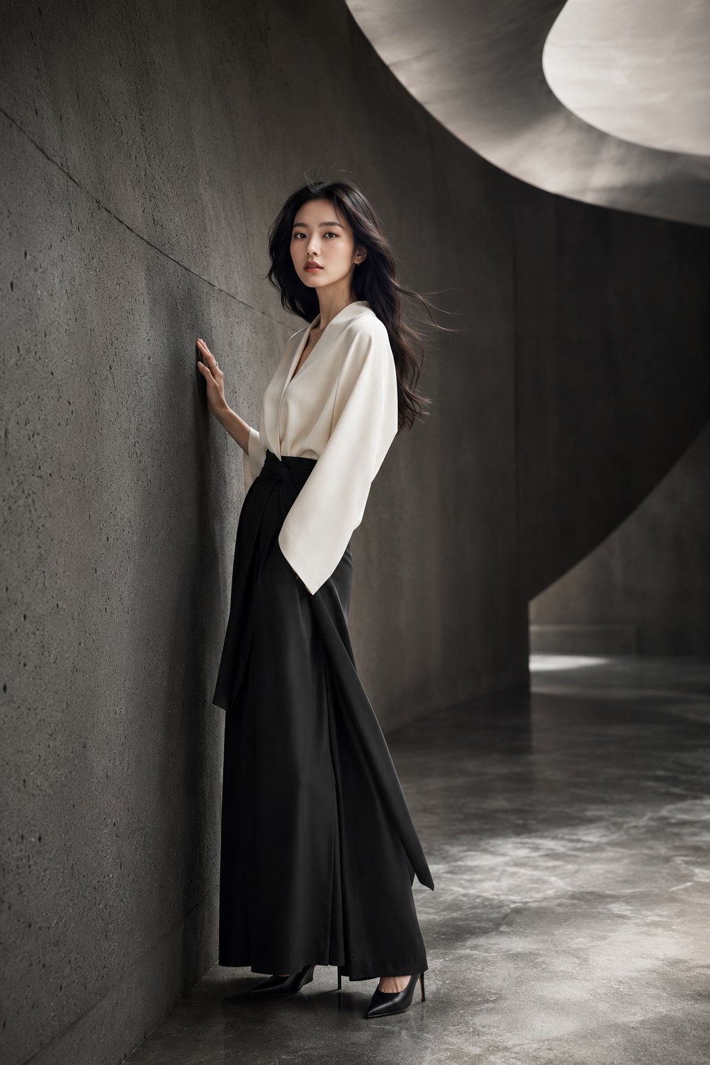 A stunning young Japanese woman in a high-end fashion studio photoshoot,… — GPT Image 2 prompt by @john_my07