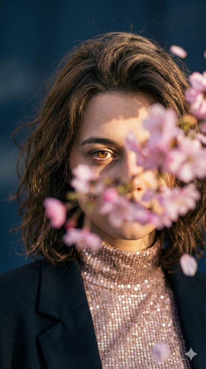 Poetic cinematic close-up portrait of a young woman partially obscured by soft… — Nano Banana 2 prompt by @ChillaiKalan__