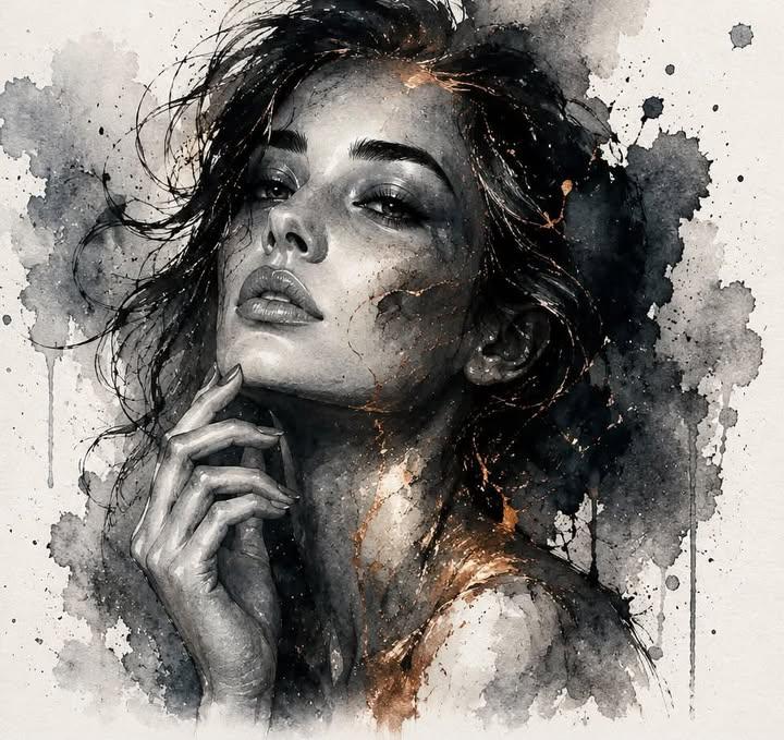 A breathtaking monochrome watercolor portrait of a young woman, created with… — GPT Image 2 prompt by @SimplyAnnisa
