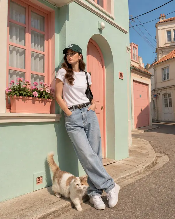 Seedream 5.0 PROMPT: A playful pastel editorial street photograph of [HUMAN]… — Seedream prompt by @Naiknelofar788