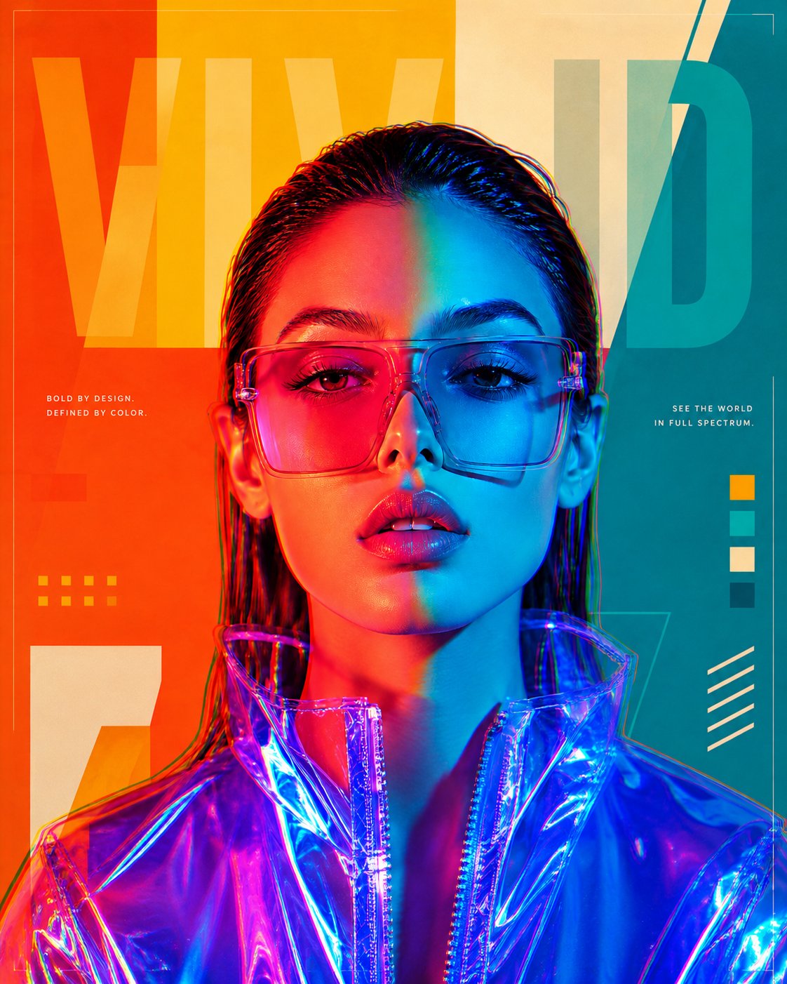 High-fashion digital art portrait, young woman with sleek wet-slicked back dark… — GPT Image 2 prompt by @meng_dagg695